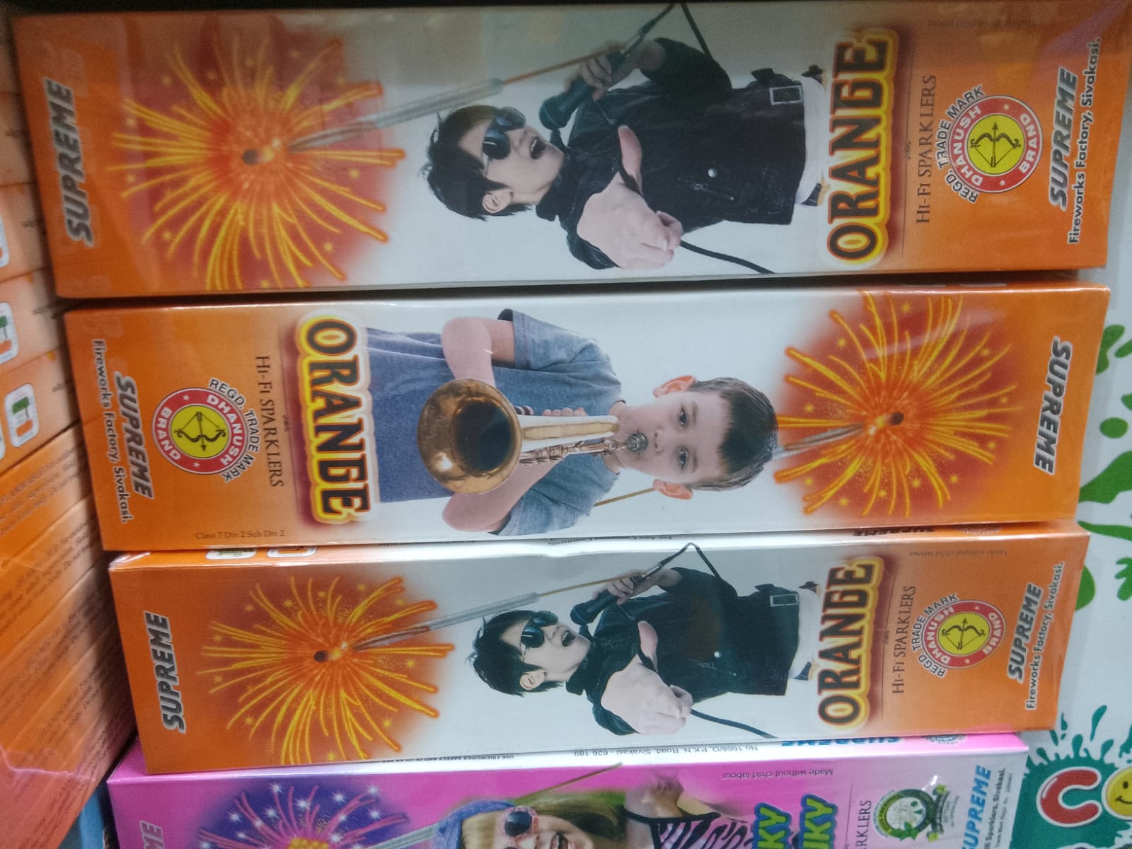Krish Crackers 10 cm Orange sparklers 5boxes